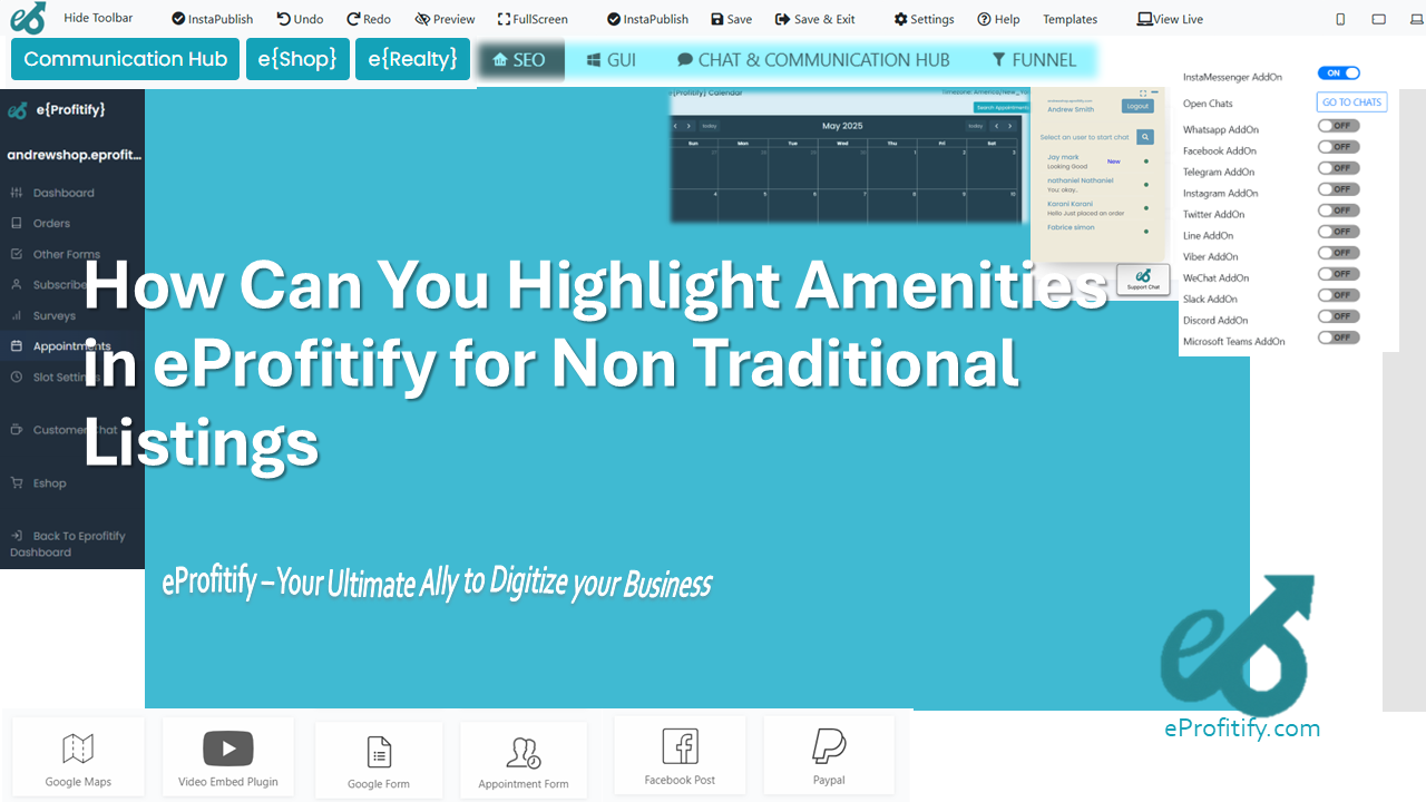 How Can You Highlight Amenities in eProfitify for Non Traditional Listings